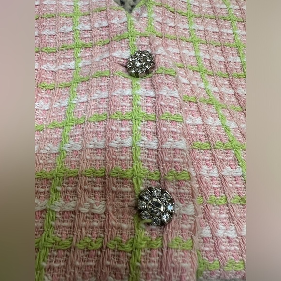 NEW | ZARA Cropped Tweed Waistcoat Blouse w/ Rhinestone Buttons | Women’s Size L - Picture 4 of 10
